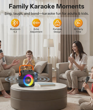 T35 Karaoke Bluetooth Speaker met Dubbele Microfoons en Lichtshow