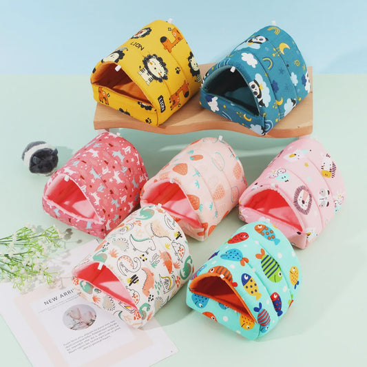 Zacht Hamsterhuisje met Schattige Dierenprints - Warm en Comfortabel Nestje