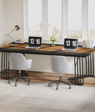 Grote Vergadertafel / Bureau 200cm met Stijlvol Geometrisch Metalen Frame - Ideaal voor Kantoor of Thuis