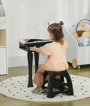 Zwart Kinder Elektrisch Piano Speelgoed met Krukje - 32 Toetsen & Microfoon