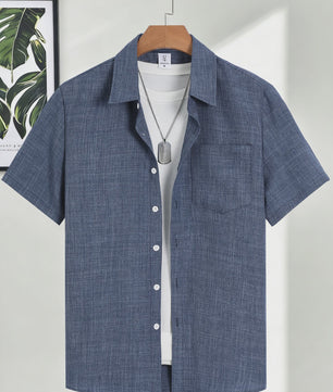 Casual Linnen Look Korte Mouw Shirt Heren - Zomerse Stijl