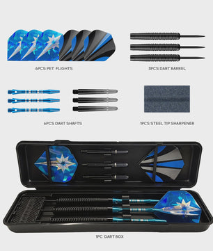 Huanqu 19g Dartpijlen Set: Professionele Iron Darts met Antislip Grip, Inclusief Opbergdoos en Accessoires