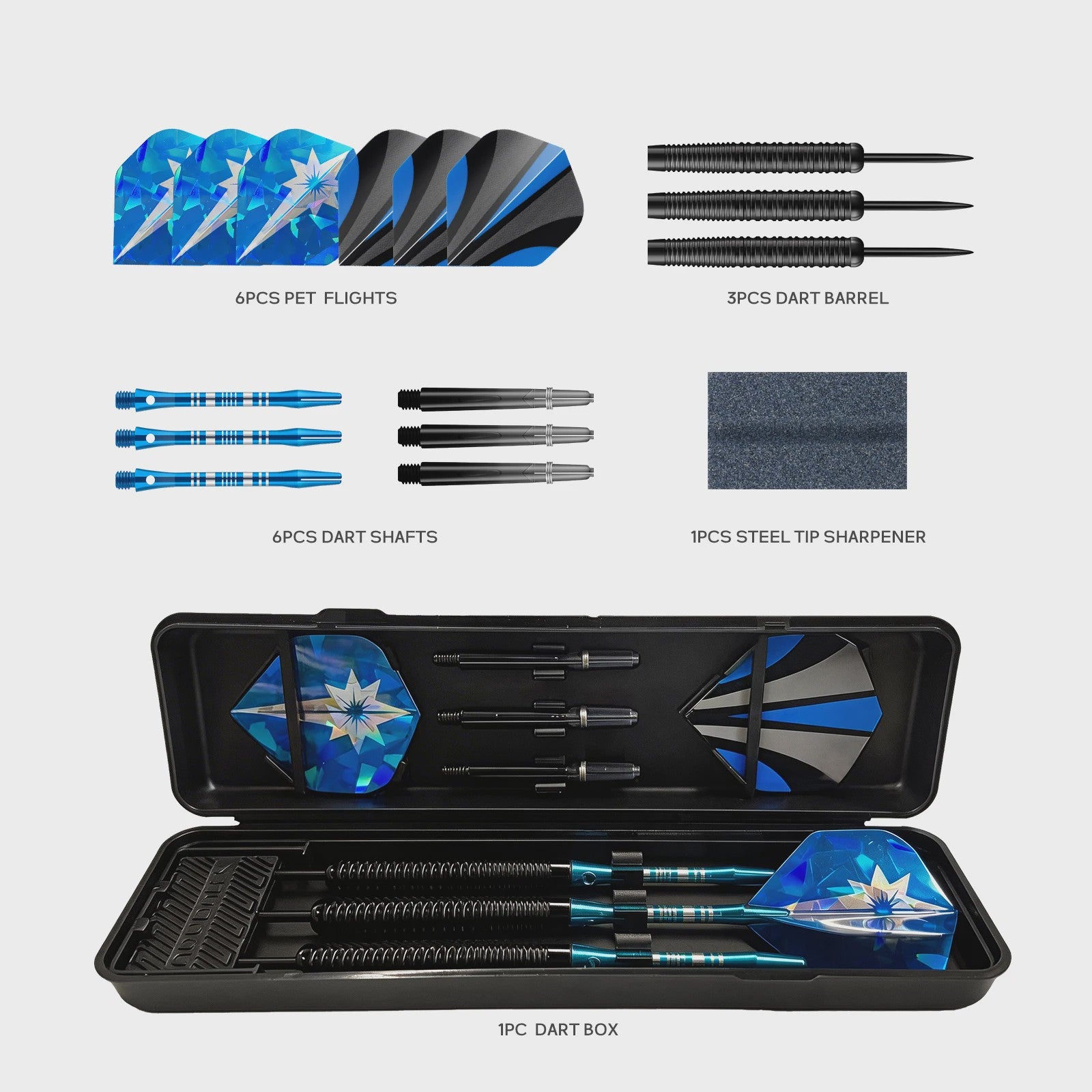 Huanqu 19g Dartpijlen Set: Professionele Iron Darts met Antislip Grip, Inclusief Opbergdoos en Accessoires