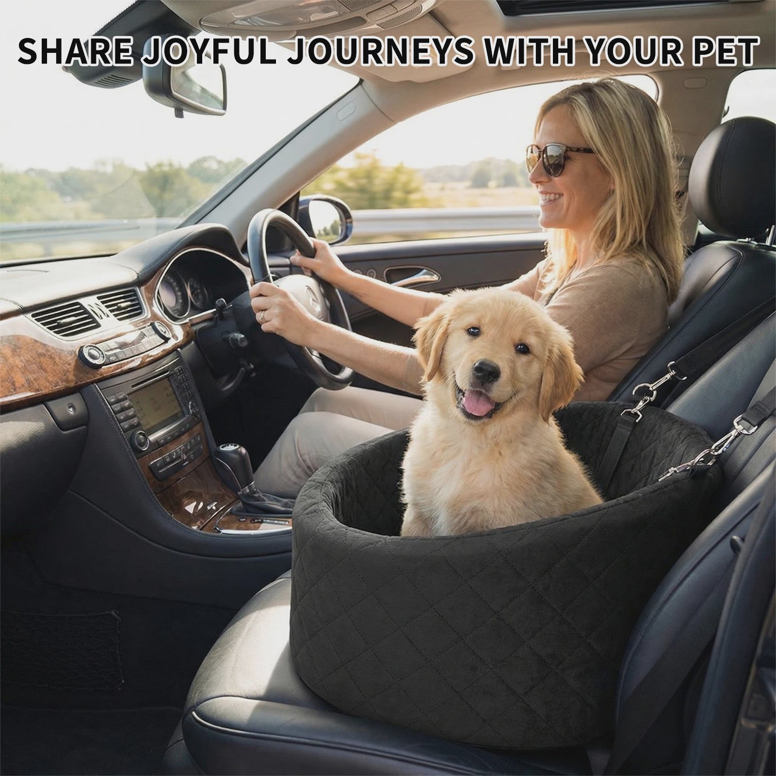 Veilige Hond Auto Stoel met Veiligheidsharnas & Anti-slip Bodem - Wasbaar