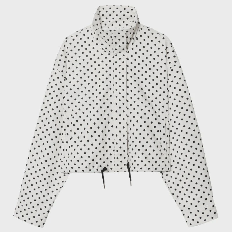 Dames Bomberjack met Polka Dots - Oversized Crop Jacket voor de Demi-Season