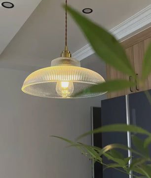 Nordic Groene Glazen Hanglamp - Stijlvolle Plissé Design Verlichting