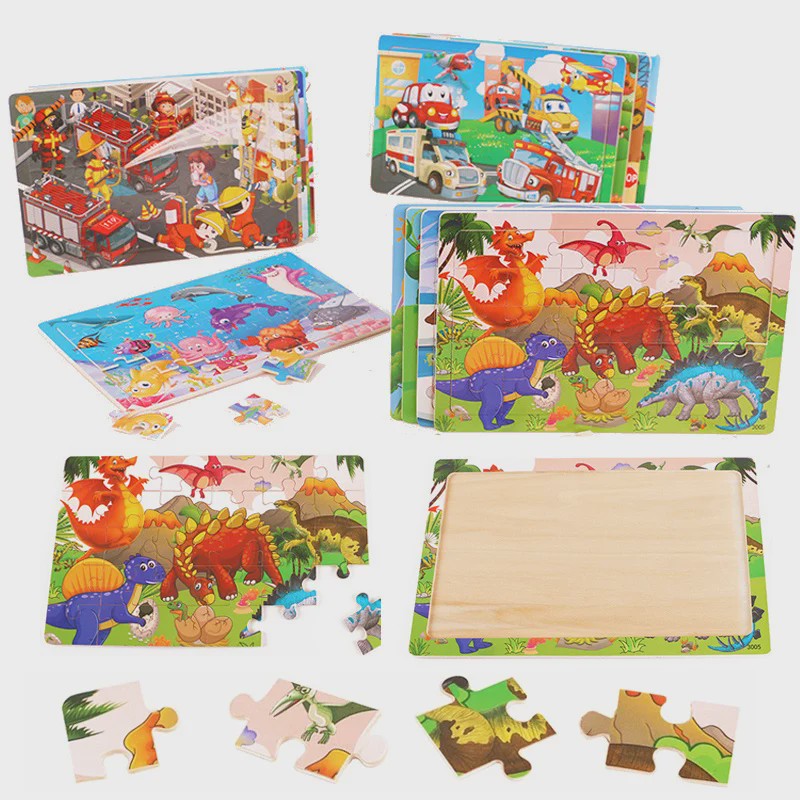 Houten 3D Montessori Puzzel - 30 Delen met Vrolijke Dieren - Educatief Speelgoed voor Kinderen