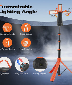 Telescopic Camping Light 9000mAh Rechargeable Lantern, Waterproof Collapsible Outdoor LED Flashlight for Hiking Tent