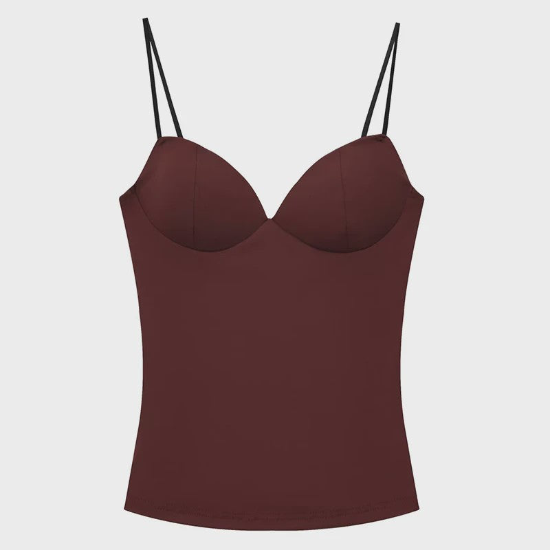 Dames Crop Top Corset Camisole Bruin - Mouwloos, Bodycon & Backless