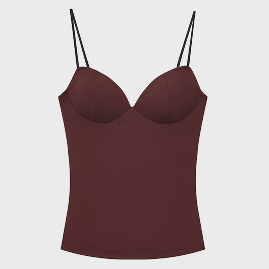 Dames Crop Top Corset Camisole Bruin - Mouwloos, Bodycon & Backless
