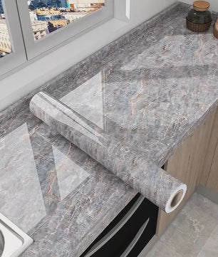 Marmer Keukenfolie 40cm - Zelfklevend, Waterdicht & Oliebestendig - Wanddecoratie