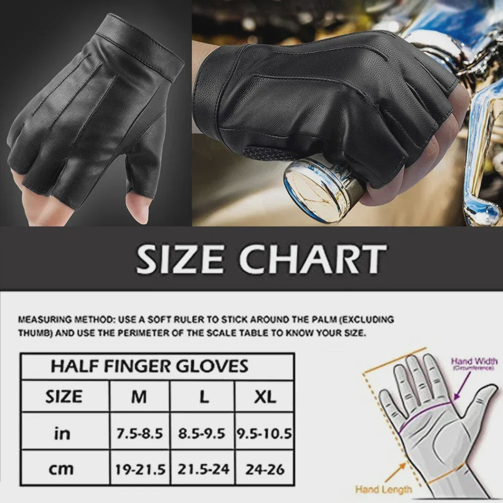 Vingerloze PU Lederen Handschoenen met Anti-slip Laag - Ideaal voor Fietsen, Motorrijden & Outdoor Sport