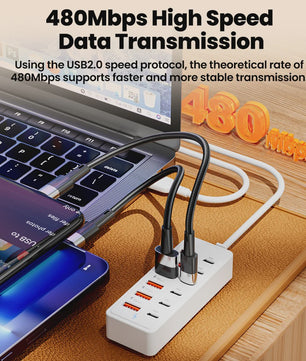 12-in-1 USB Laadstation met 6x USB-C PD en 6x USB-A | Snellader voor Desktop & Wand