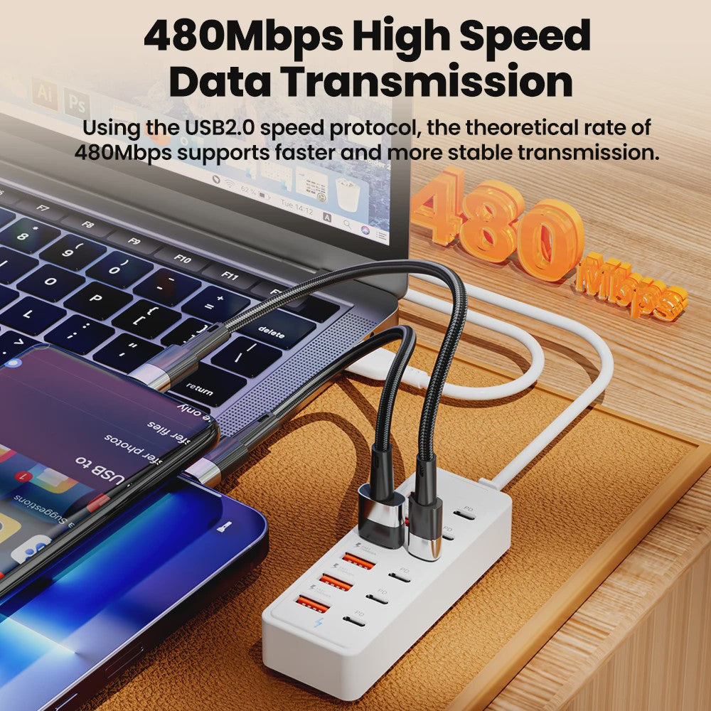 12-in-1 USB Laadstation met 6x USB-C PD en 6x USB-A | Snellader voor Desktop & Wand