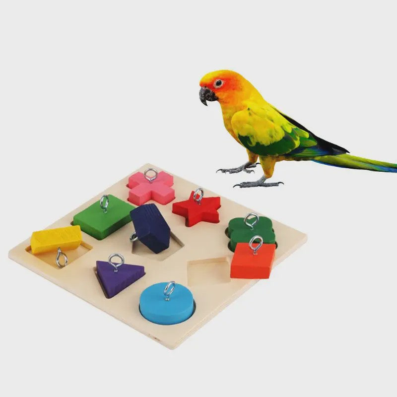 Interactief Houten Vormen Speelgoed voor Papegaaien - Educatief en Stimulerend