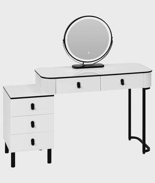 Moderne Kaptafel met LED Verlichting, Verstelbare Spiegel en Ruime Opbergruimte