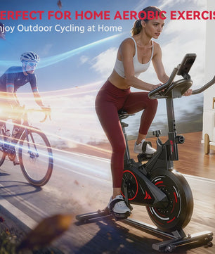 Stille Hometrainer Spin Bike voor Binnen Fitness - met LCD Monitor & Tablethouder - Max 120kg