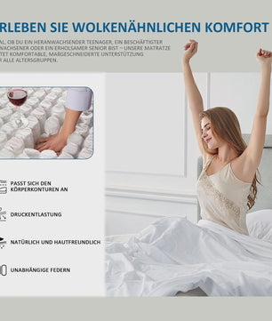 Pocketvering Matras 180x200x25cm H3 - 7 Zones met Traagschuim & Orthopedische Steun