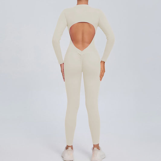 Dames Sport Jumpsuit met Lange Mouwen - Fitness & Gym Kleding - Zomer Sexy Stijl - Blauw