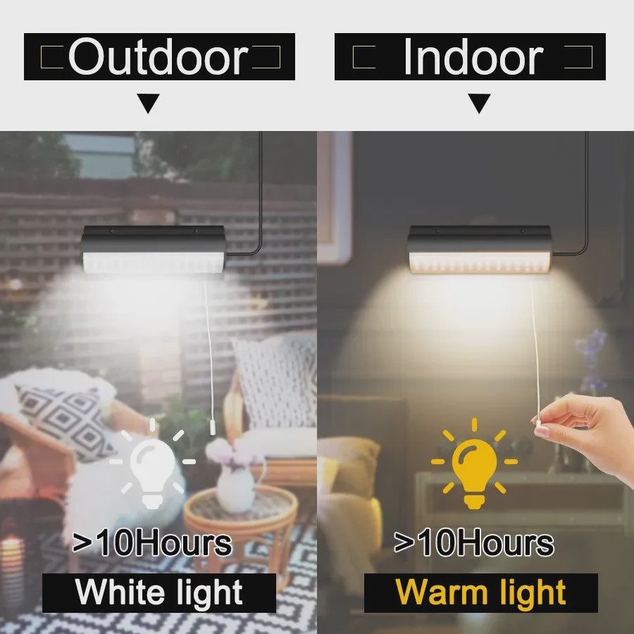Solar Lamp met Afstandsbediening voor Binnen & Buiten - Zonne-energie Tuinlamp met Trekkoord