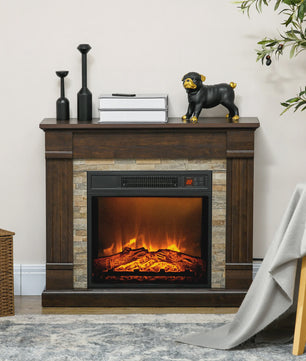 HOMCOM Elektrische Sfeerhaard met Vlam Effect - Donkerbruin 1800W