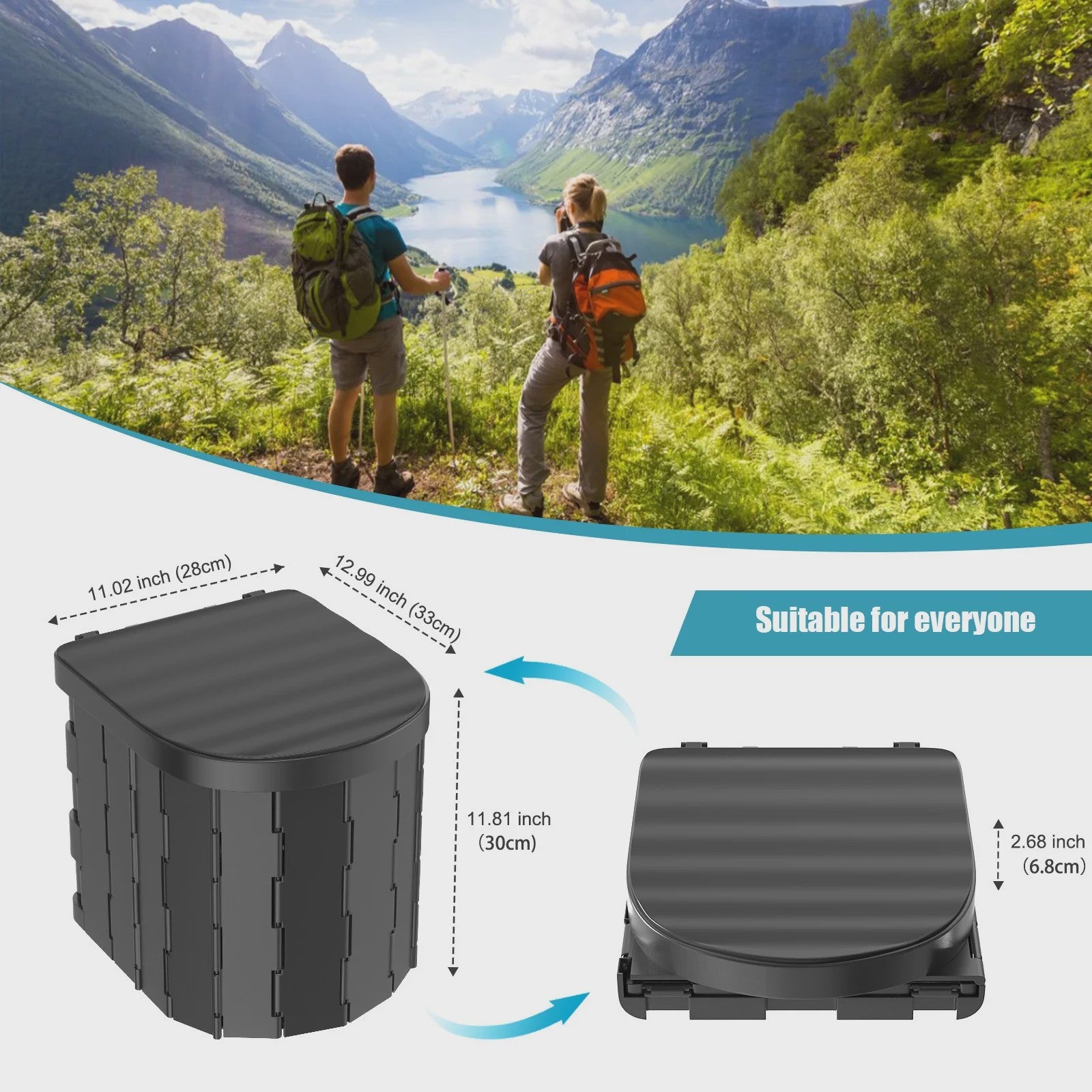 Draagbaar Opvouwbaar Toilet - Inklapbaar Noodtoilet voor Auto, Camping & Reizen