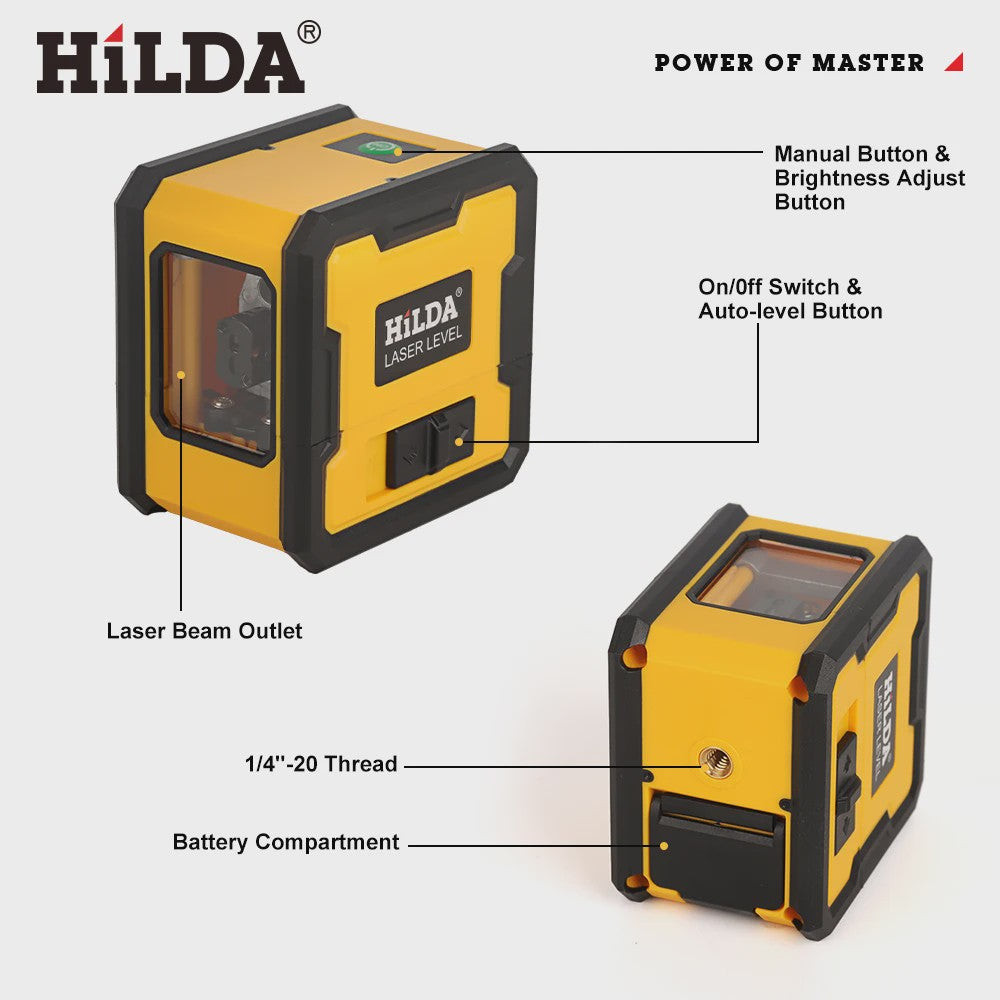 HILDA Laser Waterpas 2 Lijnen Groen Zelfnivellerend Draagbaar met Magneet