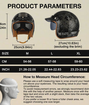Handgeschilderd Open Face Motorhelm met Vizier - Lichtgewicht ABS & 3C Gecertificeerd