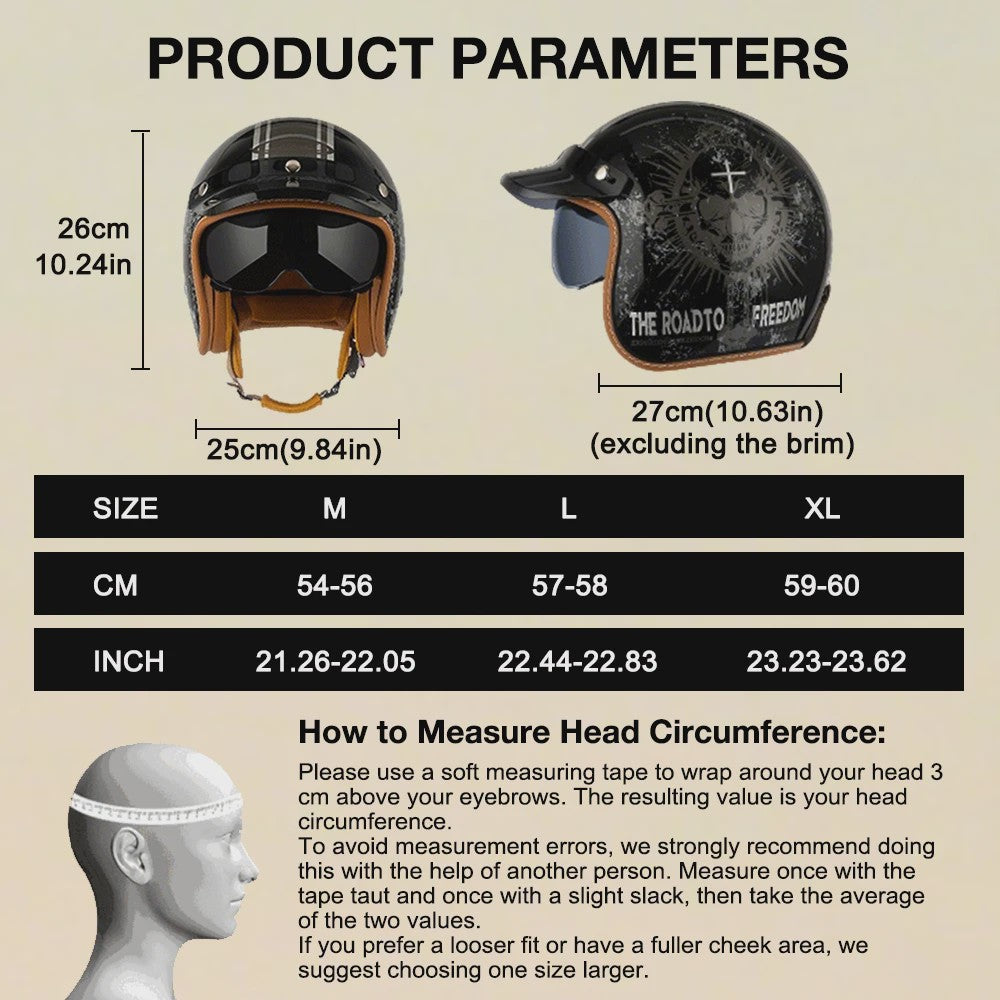 Handgeschilderd Open Face Motorhelm met Vizier - Lichtgewicht ABS & 3C Gecertificeerd