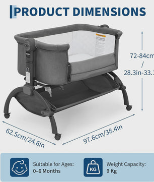 3-in-1 Baby Wieg & Co-Sleeper met Klamboe - Verstelbaar & Draagbaar