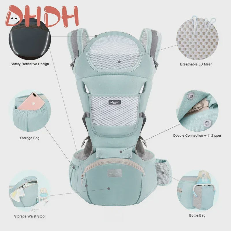 Ergonomische Baby Draagzak - 4 Seizoenen, Verstelbaar, Heupstoeltje & Multifunctioneel