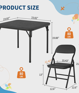 Opvouwbare Kinder Speel- en Studietafel met 2 Stoelen - Zwart