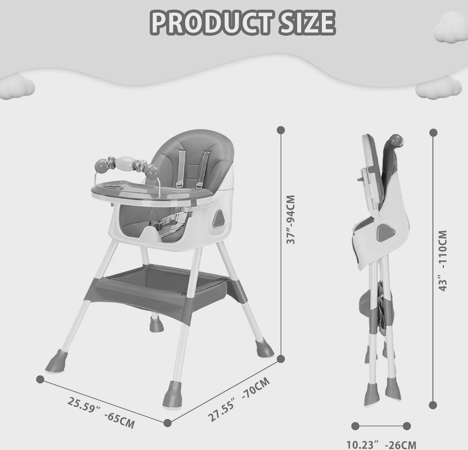 3-in-1 Baby Kinderstoel: Opvouwbaar, Draagbaar & Verstelbaar met Dubbele Plate