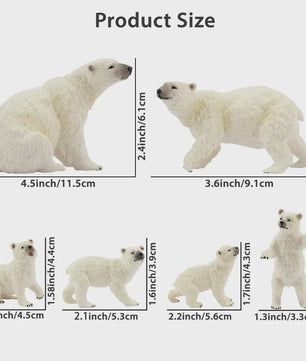 Set van 6 Realistische IJsbeer Miniatuur Figuren - Speelgoed & Taartdecoratie