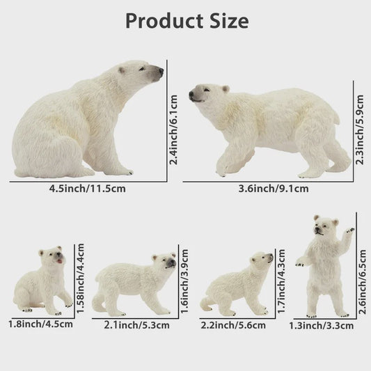 Set van 6 Realistische IJsbeer Miniatuur Figuren - Speelgoed & Taartdecoratie