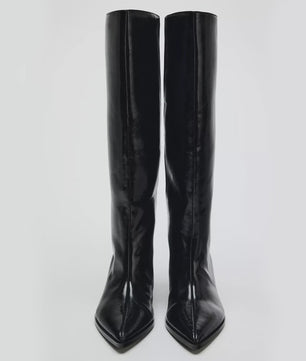 Dames Laarzen met Hoge Hak en Puntige Neus - Stijlvolle Lange Laarzen voor Herfst & Winter