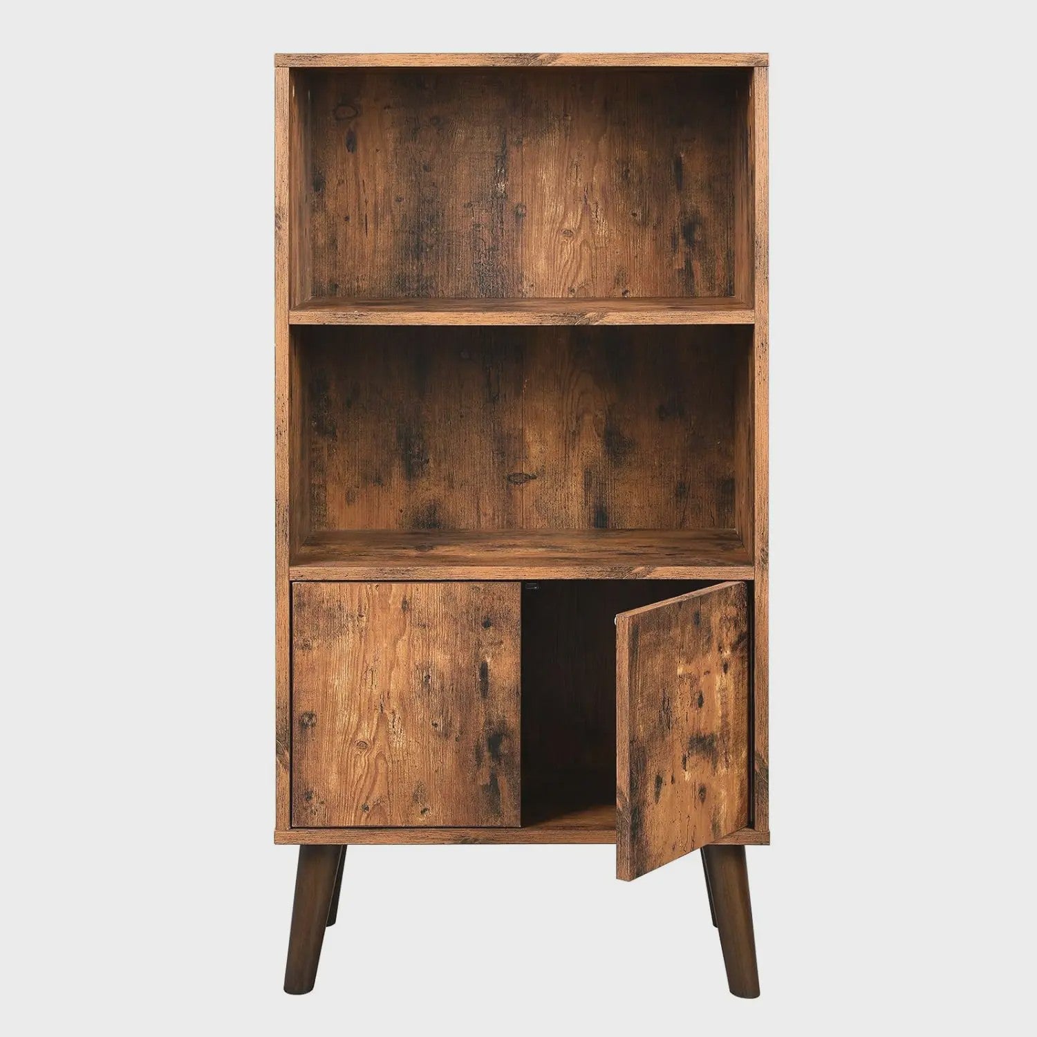 Rustieke Boekenkast met Deuren - 3 Niveaus - Vintage Design