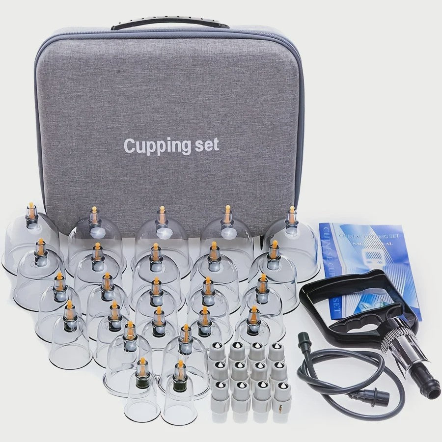 Professionele Cupping Set met 24 Cups, Pomp & Gids - Ontspanning & Massage