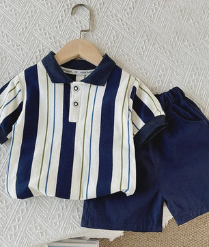 Zomerse Jongens Set: Gestreept Poloshirt & Short - Katoen