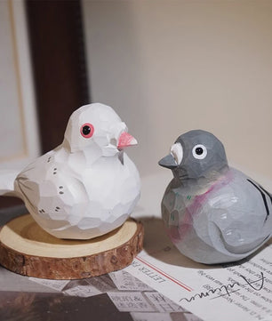 Handgesneden Houten Duif Beeldje - Vredesvogel Decoratie