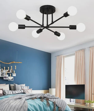 Nordic Stijl Plafondlamp Zwart/Goud - Minimalistische Hanglamp voor Slaapkamer & Woonkamer