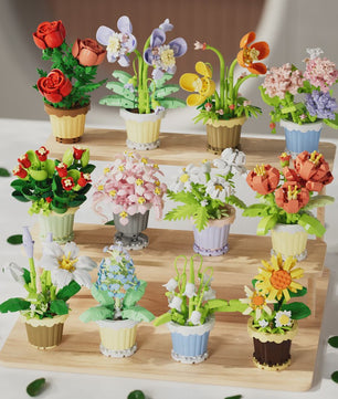 Bouwstenen Bloemen in Pot - Creatieve Mini Bloemenboeketten Bouwpakketten