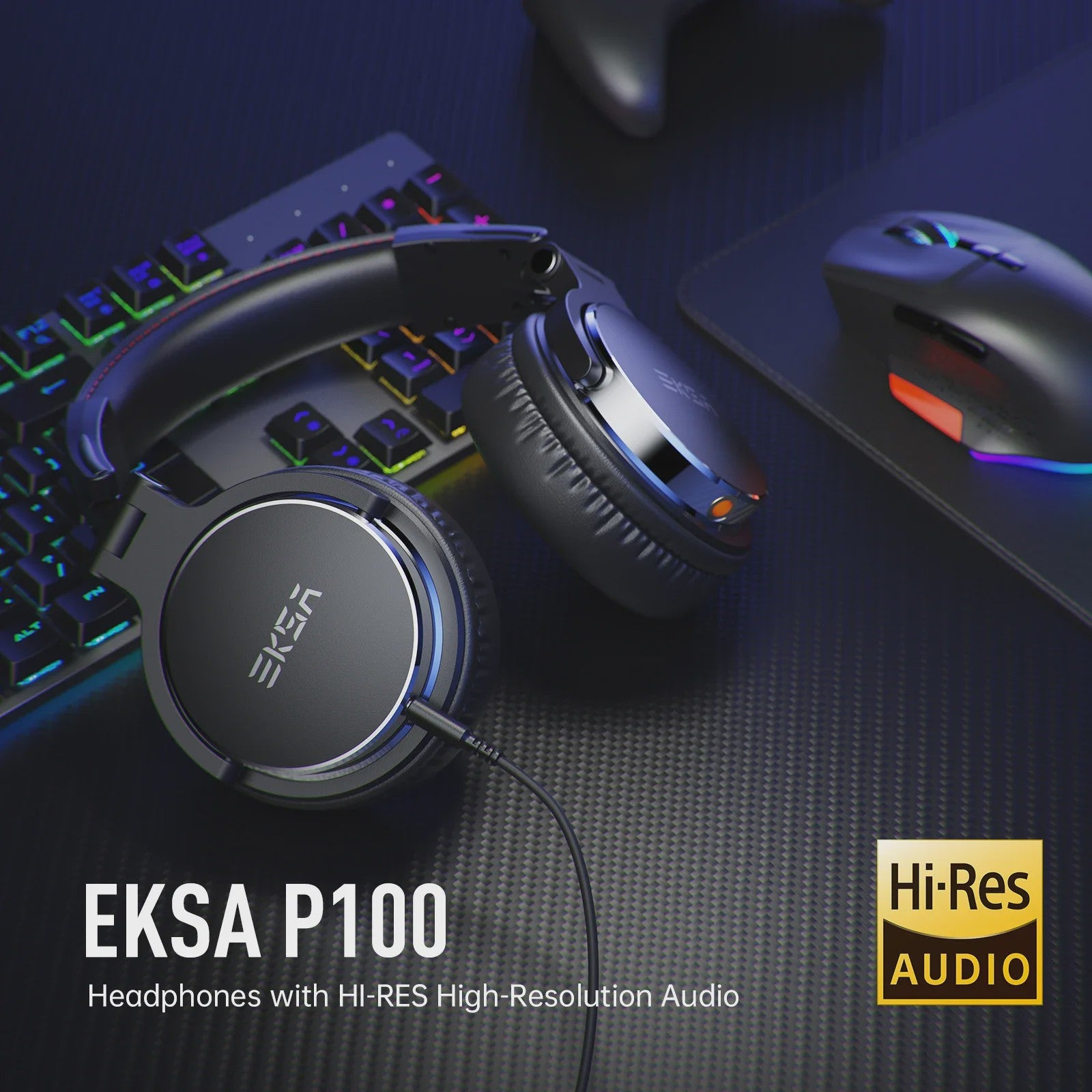 EKSA P100 Professionele Studio Koptelefoon - Hi-Res DJ Monitor Headset met Microfoon & 3.5/6.35mm Jack