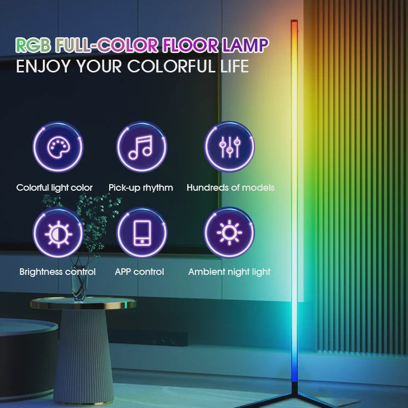 Moderne RGB LED Hoeklamp met Muziek Sync & 16 Miljoen Kleuren - Slim & Sfeervol