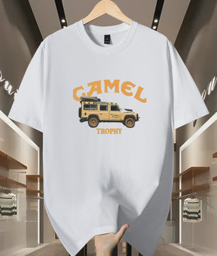 Heren Retro T-shirt met Camel & Sahara Woestijnprint - Zomer Casual Top