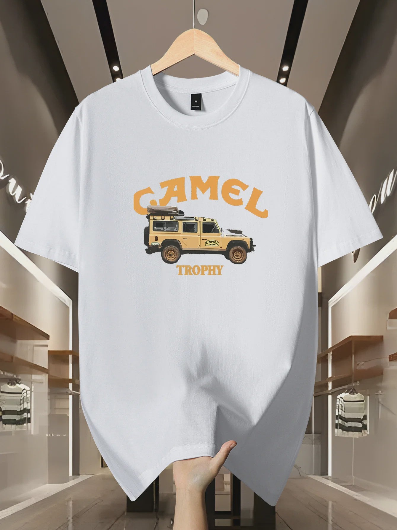 Heren Retro T-shirt met Camel & Sahara Woestijnprint - Zomer Casual Top