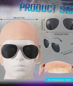 Set van 4 Kale Hoofd Pruikenkapjes & Accessoires voor Cosplay en Feest