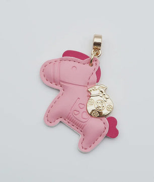 Luxe Paard Sleutelhanger - Handgemaakt Leer met Geluksmunt Charm