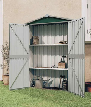 Groene Tuinkast van Verzinkt Staal - 116x45x175 cm - Robuuste Opbergkast voor Buiten