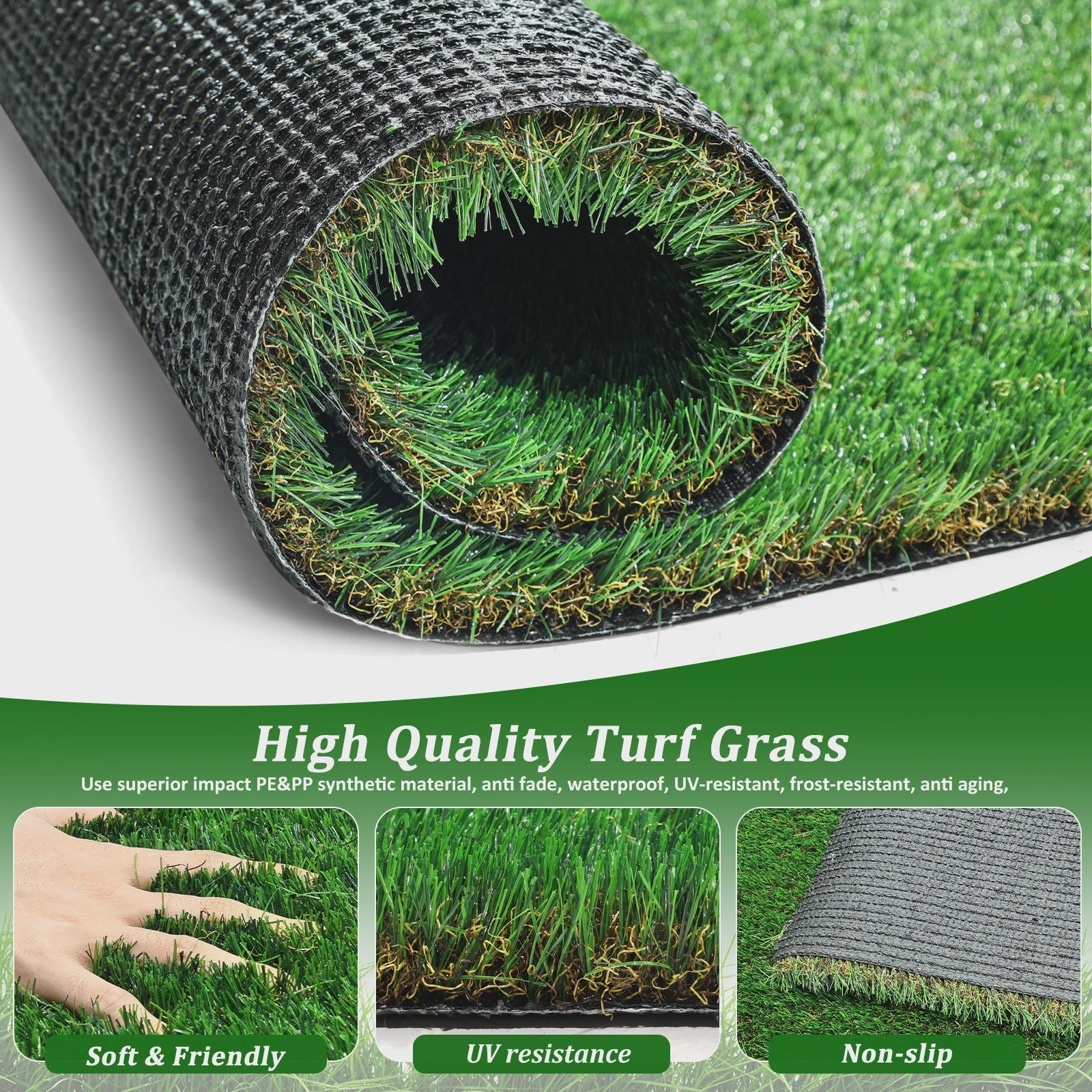 Kunstgras 2x2m, 2x3m, 2x4m - UV-bestendig, Zacht & Realistisch Gazon voor Tuin & Terras